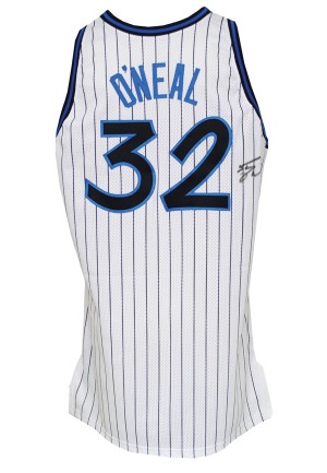 1992-93 Shaquille ONeal Rookie Orlando Magic Game-Used & Autographed Home Uniform (2)(JSA)
