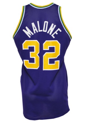 1987-88 Karl Malone Utah Jazz Game-Used Road Jersey (Pounded • Excellent Example)