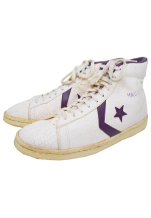 1979-80 Magic Johnson Rookie Los Angeles Lakers Game-Used Sneakers (Ball Boy LOA • Championship Season • Finals MVP)