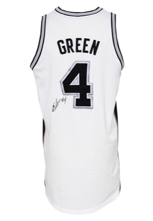 2013-14 Danny Green San Antonio Spurs Game-Used & Autographed Home Jersey (JSA • Championship Season • Photo of Green Signing)