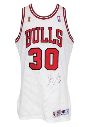 1995-96 Jud Buechler Chicago Bulls NBA Finals Game-Used & Autographed Home Jersey (JSA • 72–10 Championship Season)