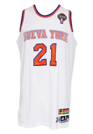 3/17/2013 Iman Shumpert New York "Nueva York" Knicks Noche Latina Night Game-Used Home Jersey (Steiner LOA • Built-In Mic Pocket)