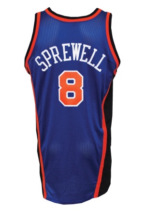 1999-00 Latrell Sprewell New York Knicks Game-Used & Autographed Home Jersey (JSA • PSA/DNA)