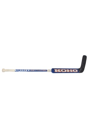 1995-96 Eric Fichaud New York Islanders Game-Used & Team Signed Goalie Stick (JSA)