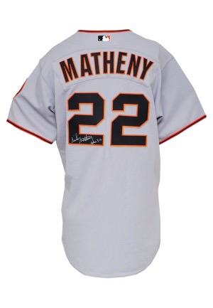2006 Mike Matheny San Francisco Giants Game-Used & Autographed Road Jersey (JSA)