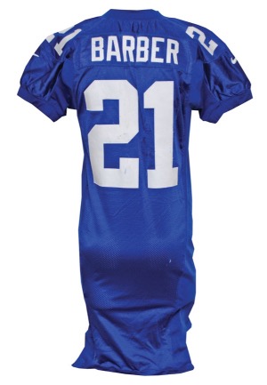 2000 Tiki Barber New York Giants Game-Used Home Jersey (Repairs)