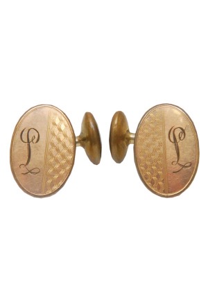 Bela Lugosi Personally Owned and Worn Pair of "L" Monogrammed Cufflinks