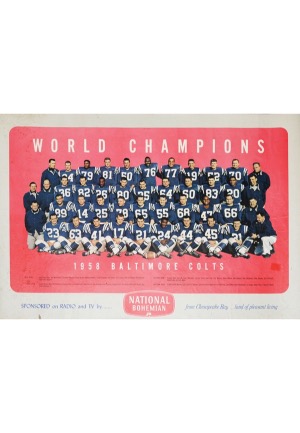 1958 World Champion Baltimore Colts National Bohemian Team Photo Beer Ad