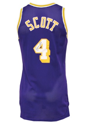 1987-88 Byron Scott Los Angeles Lakers Game-Used & Autographed Road Jersey (JSA • Championship Season)