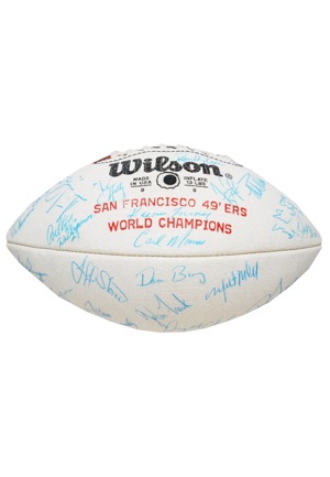 1984 (x2), 1988, 1989, 1994 San Francisco 49ers Team Signed Footballs (5)(JSA • Five Championship Teams • 49ers Fan Club LOAs)
