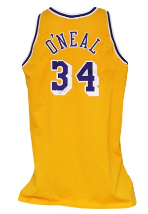 1996-97 Shaquille ONeal Los Angeles Lakers Game-Used & Autographed Home Jersey (JSA)