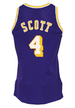 1992-93 Byron Scott Los Angeles Lakers Game-Used Road Jersey