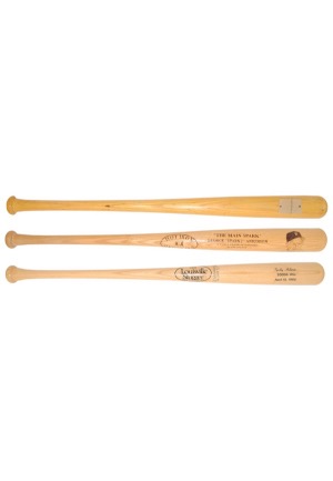 Sparky Andersons 6/17/1979 "First A.L. Win" Commemorative Half-Bat, 4/15/1993 2,000th Win Commemorative Bat & "The Main Spark" Hot Iron Original Bat (3)(Family LOA)