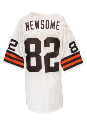 Late 1980s Ozzie Newsome Cleveland Browns Game-Used & Autographed Road Durene Jersey (JSA • Sourced From Team Dry Cleaners)
