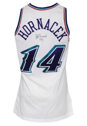 1996-97 Jeff Hornacek Utah Jazz Game-Used & Autographed Home Uniform (JSA • Great Provenance)