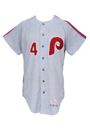 1971 Ray Rippelmeyer Philadelphia Phillies Coaches Worn Road Flannel Jersey