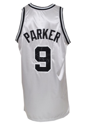 2006-07 Tony Parker San Antonio Spurs Game-Used & Autographed (1973-74) TBTC Silver Alternate Jersey (JSA • Championship Season • Finals MVP)