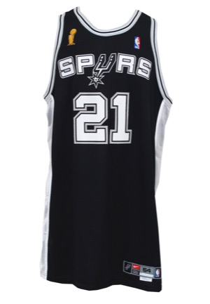 2002-03 Tim Duncan San Antonio Spurs NBA Finals Game-Used & Autographed Road Jersey (JSA • Championship Season • Finals MVP)