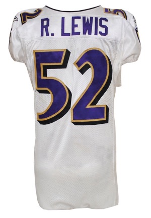 12/18/2011 Ray Lewis Baltimore Ravens Game-Used Road Jersey (Photomatch • Unwashed • Hammered • MeiGray • Equipment Managers Handwritten Notes)