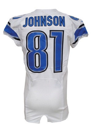 12/8/2013 Calvin Johnson Detroit Lions Game-Used Road Jersey (Multiple Photomatches • Unwashed • Franchise Record-Setting Performance • PSA/DNA)