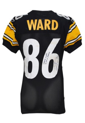 10/24/2010 Hines Ward Pittsburgh Steelers Game-Used & Autographed Black Road Jersey with Signed Poster (2)(JSA • Photomatch • Unwashed)