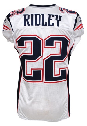 2011 Stevan Ridley New England Patriots Game-Used & Autographed Road Jersey (JSA • Myra Kraft Memorial Patch • Repairs)