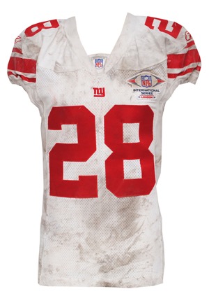 10/28/2007 Gibril Wilson New York Giants Game-Used Road Jersey (London Game • Championship Season • Unwashed)