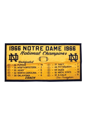 1966 Notre Dame Fighting Irish National Champions Banner (Undefeated Season)