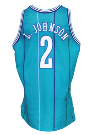 1993-94 Larry Johnson Charlotte Hornets Game-Used Road Jersey