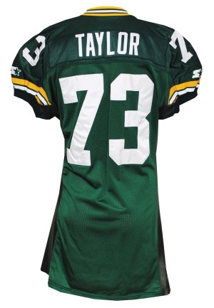 1995 Aaron Taylor Rookie Green Bay Packers Game-Used Home Jersey
