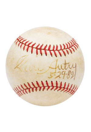 5/29/1982 Gene Autry Single Signed Baseball (JSA)