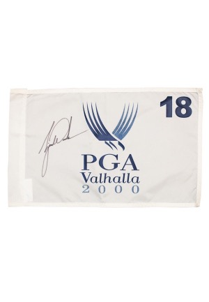 2000 Tiger Woods Autographed PGA Championship Valhalla 18th Hole Flag (JSA)