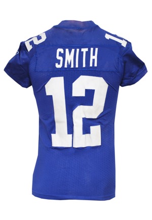 2009 Steve Smith New York Giants Game-Used Home Jersey (Repairs)
