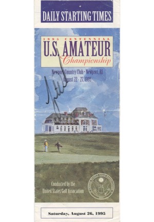 8/26/1995 Tiger Woods Autographed Centennial U.S. Amateur Championship Pairing Program (JSA)