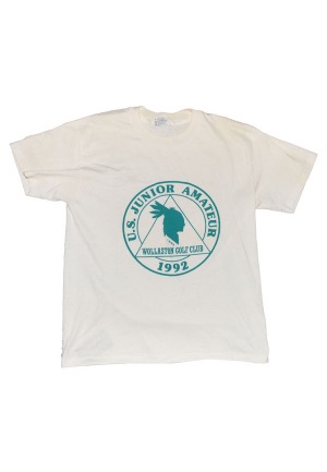 1992 U.S. Junior Amateur Championship T-Shirt Signed by Tiger Woods (JSA • Caddy/Recipient LOA)
