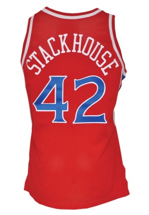 1995-96 Jerry Stackhouse Rookie Philadelphia 76ers Game-Used Home Autographed & Road Uniforms (4)(JSA • Equipment Manager LOAs)