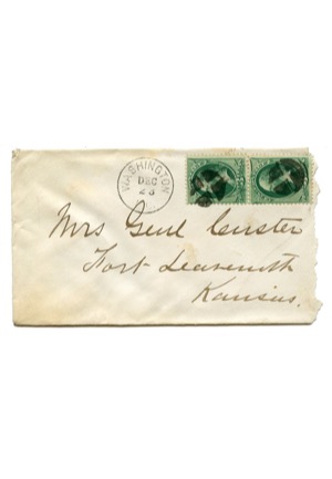 Circa 1873 General George Armstrong Custer Signed Envelope (JSA)