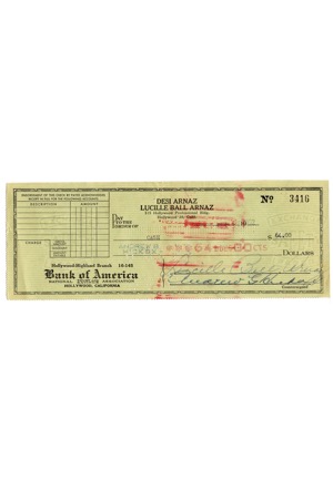 9/15/1952 Lucille Ball Arnaz Full Name Signed Personal Check (JSA)