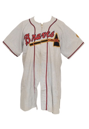 1950 Boston Braves Salesman Sample Road Flannel Jersey (Beautiful Headdress Patch)