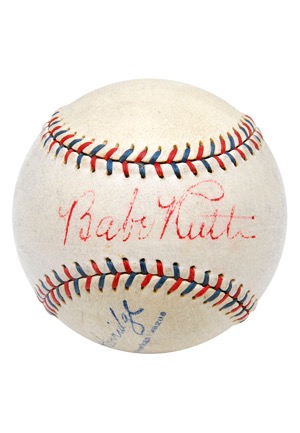 Early 1930s Babe Ruth Single-Signed Official American League Baseball (Full JSA)