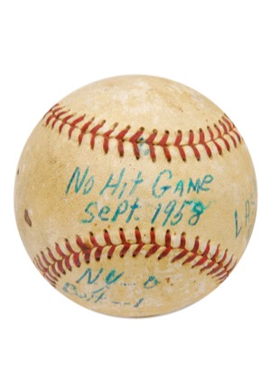 9/20/1958 Hoyt Wilhelm Baltimore Orioles Actual No-Hitter Game-Used & Autographed Baseball (JSA • Last Ball Pitched)