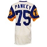 Circa 1981 Rookie Era Irv Pankey Los Angeles Rams Game-Used Road Durene Jersey (Repairs)