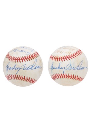 6/17/1995 & 6/18/1995 Sparky Anderson’s Game-Used & Autographed Baseballs From his 2,157th & 2,158th Managerial Win (2)(JSA • Family LOA)