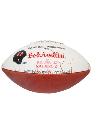 8/20/1983 Chicago Bears Game Ball Presented to Bob Avellini
