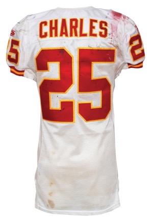 12/12/2010 Jamaal Charles Kansas City Chiefs Game-Used & Autographed Road Jersey (JSA • Photomatch • Unwashed • Hammered)