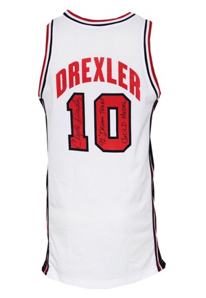 1992 Clyde Drexler USA Olympic Dream Team Game-Used & Autographed Road Jersey (JSA • PSA/DNA • Gold Medal Team)