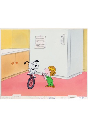Snoopy and Polly Production Cel with Production Background