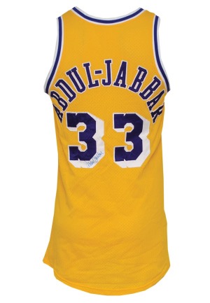 Early 1980s Kareem Abdul-Jabbar Los Angeles Lakers Game-Used & Autographed Home Jersey (JSA)
