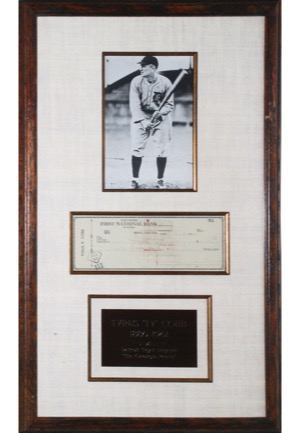 12/7/1948 Framed Tyrus R. (Ty) Cobb Signed Personal Check Display (JSA)