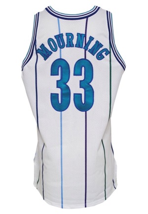 1992-93 Alonzo Mourning Rookie Charlotte Hornets Game-Used & Autographed Home Jersey (JSA)
